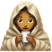 girl inside a blanket sipping coffee eyes closed sticker
