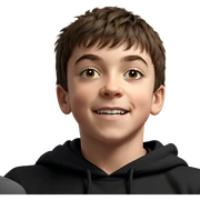 brown haired boy smiling indoors sticker