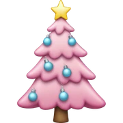 Pink Christmas tree with light blue ornaments and a pink star on top  sticker