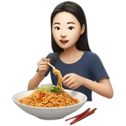 Aya nakamura eating spicy buldak noodles  sticker