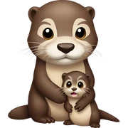 Otter with baby otter sticker