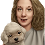 smiling girl with dog sticker