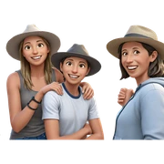 smiling girl with boys outdoors sticker