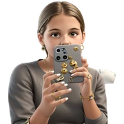 girl taking selfie with jewelry sticker