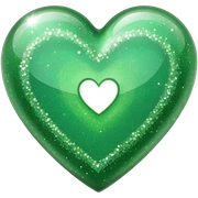 Glitter glass green heart  sticker
