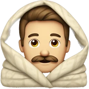 Caucasian mustache man cozy in blanket sticker