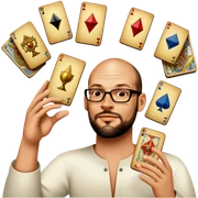 Man with floating tarot cards sticker