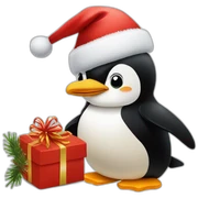 Pinguin mit einem Weihnachtsmarkt hut sticker