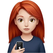 Una chica pelo rojo que está con OJERAS color de piel blanca y tiene en su mano un iPhone 16 de 2024 sticker