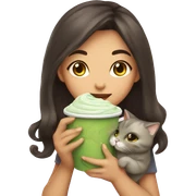 Cute girl holding a cat and cup of iced matcha  sticker