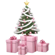 Light pink Christmas gifts under a white Christmas tree  sticker