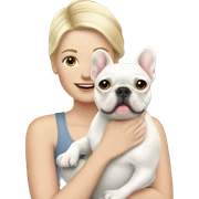 white Woman holding white French bulldog sticker