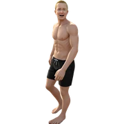 barefoot boy at the beach sticker