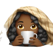 girl inside a blanket sipping coffee eyes closed sticker