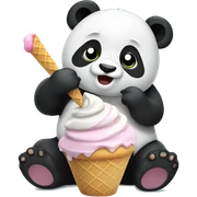 Panda eating ice cream sticker