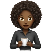 Black woman curly hair, drinking coffee sticker