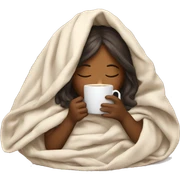 girl inside a blanket sipping coffee eyes closed sticker