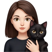 brunette haired girl with black cat sticker