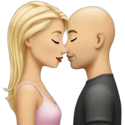 blond-hair-woman-and-bald-hair-man-kisses sticker