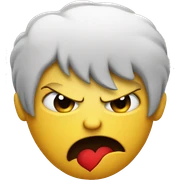 angry face holding a heart sticker
