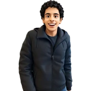 smiling boy in black jacket sticker