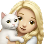 Blonde girl snuggling fluffy white cat sticker