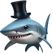 Shark with a top hat sticker