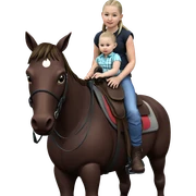 realistic baby horseback riding sticker