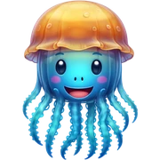 Cute transparent jellyfish with smile sticker