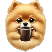 Pomeranian with coffee sticker