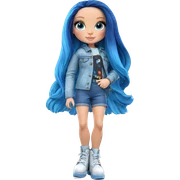 blue haired girl in denim sticker