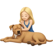 blonde girl sleeping with a light brown pitbull  sticker