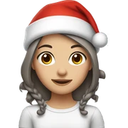 Girl with grey and brown hair in Santa hat sticker