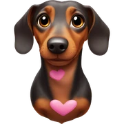 Weiner dog with hearts floating around head sticker