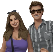 happy couple with sunglasses sticker
