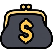 black purse with dollar symbol on it sticker