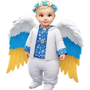 boy with wings and flowers sticker