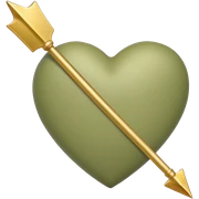 Pale olive heart with gold arrow sticker