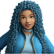 smiling girl with curly hair sticker