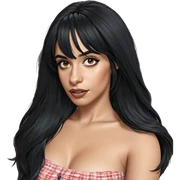 realistic girl with black hair sticker