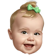 smiling boy with hair bow sticker