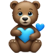 Bear holding blue heart sticker
