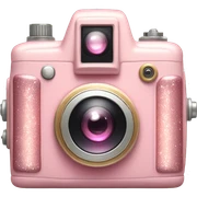 Pastel Pink Camera "A pastel pink vintage camera with glowing buttons, a shimmering lens, and glittery light rays shooting out." sticker