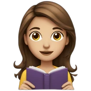 girl brown hair with book sticker