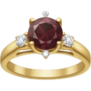 Gold engagement ring with burgundy diamond sticker