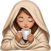 girl inside a blanket sipping coffee eyes closed sticker