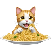 Cat eating pasta  sticker