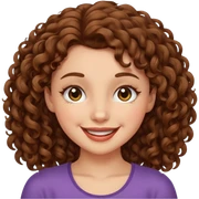 girl with brown curly hair, winking sticker