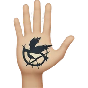 The mockingjay hand signal from hunger games: hand with index middle and ring finger extended sticker