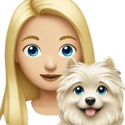 Blonde girl blue eyes holding spitz  sticker
